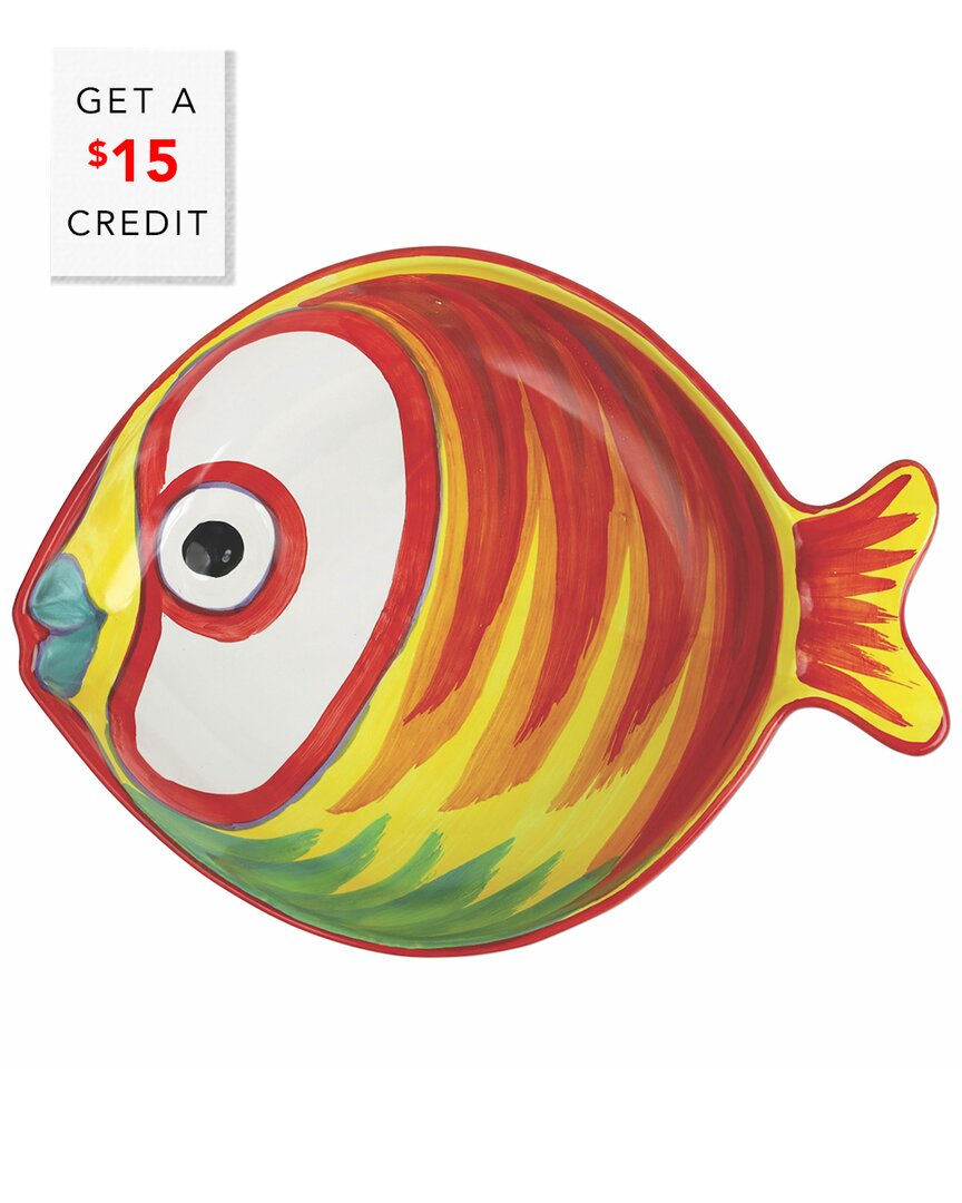 Vietri Pesci Colorati Figural Fish Medium Serving Bowl With $15 Credit In Multi