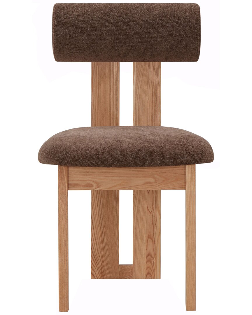 Safavieh Couture Halloway Boucle & Wood Dining Chair In Brown