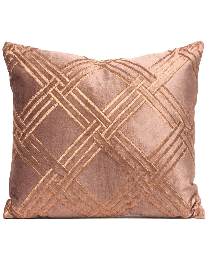 Harkaari Criss Cross Embroidered Throw Pillow In Taupe