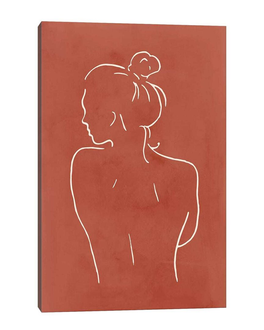Icanvas Female Body Sketch - Terracotta Canvas Wall Art
