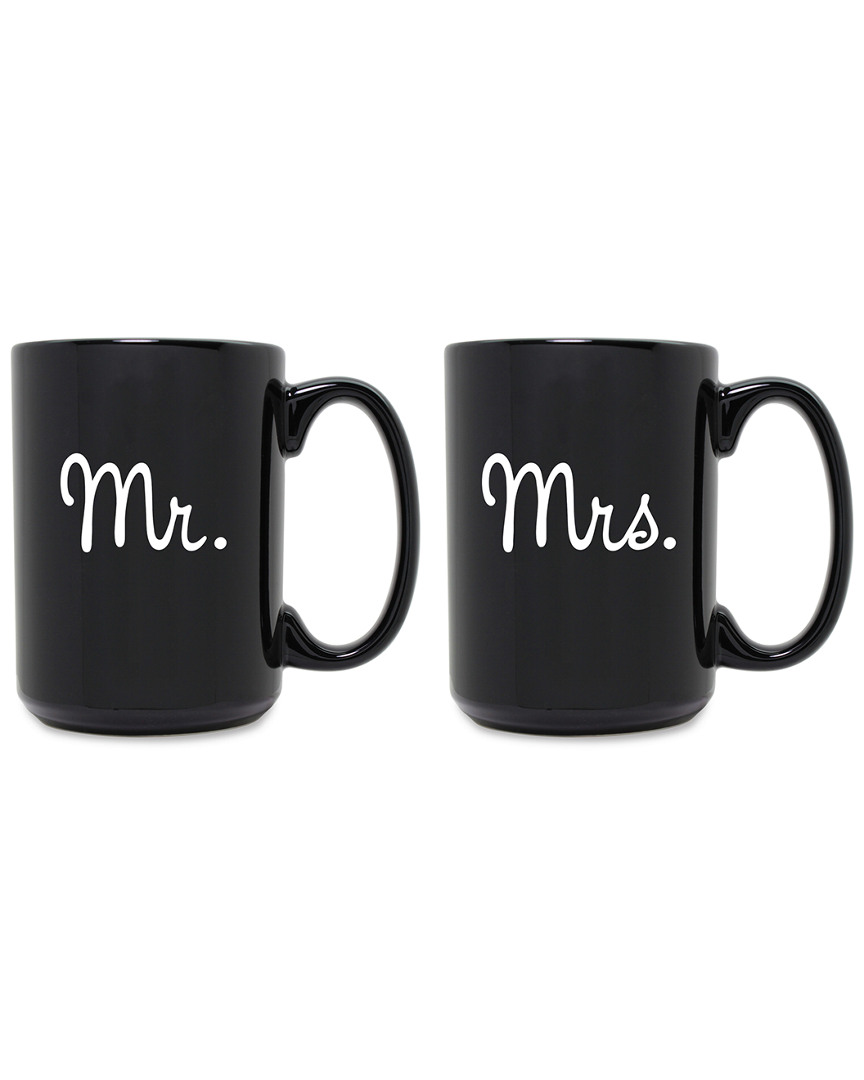 Susquehanna Glass Set Of 2 Mr. & Mrs. Grande Black Mugs