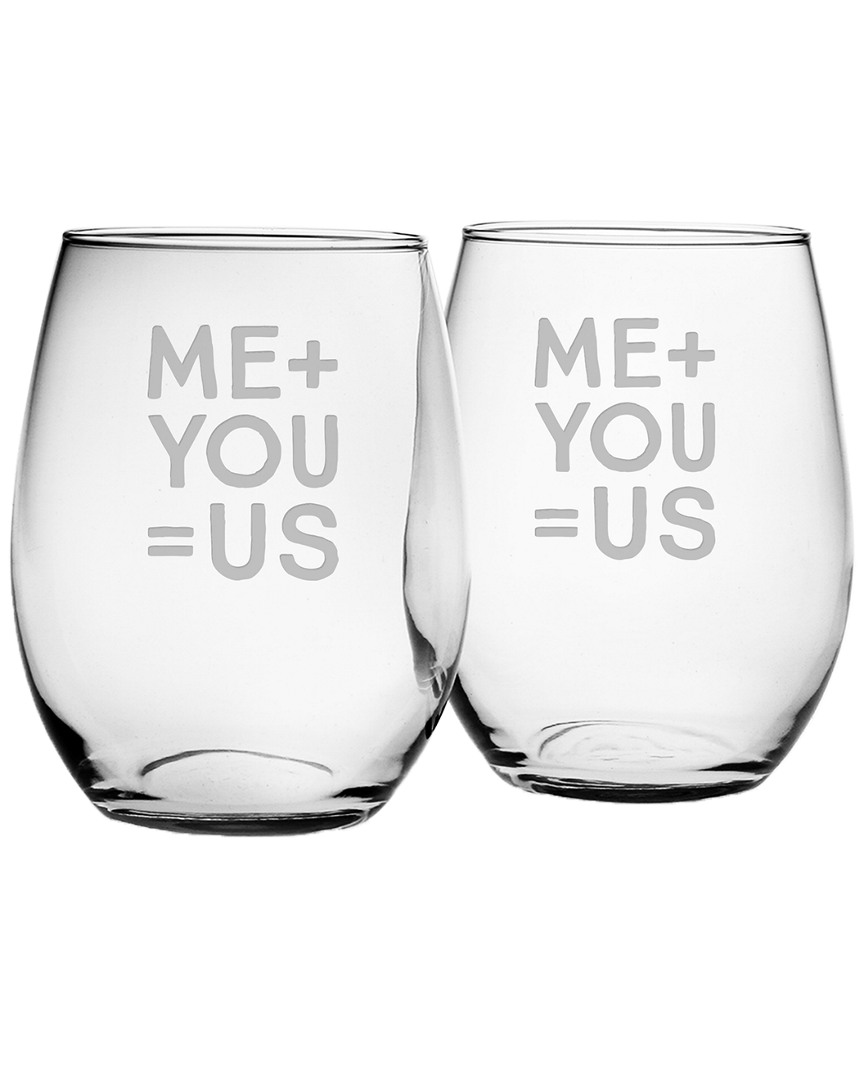 Susquehanna Glass Set Of 2 Me & You Stemless Wine Glasses
