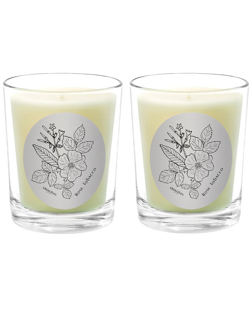 Qualitas Rose Tobacco Two Scented Beeswax Candle Set In White