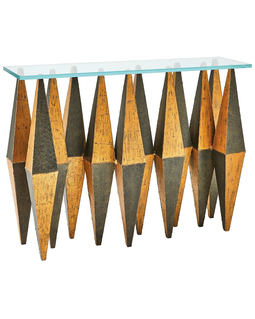 Global Views Harlequin Console-distressed Gold Leaf