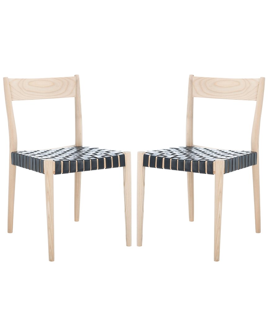 Safavieh Set Of 2 Eluned Leather Dining Chairs