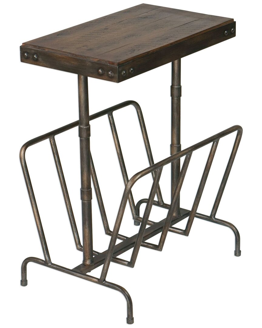 Uttermost Sonora Industrial Magazine Accent Table In Silver