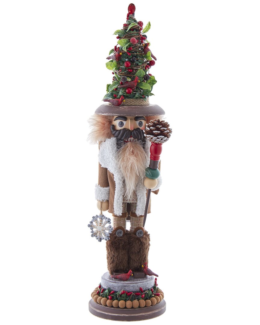 Kurt Adler 19-inch Hollywood Nutcrackers Battery Operated Led Birch Berries Nutcracker In Brown