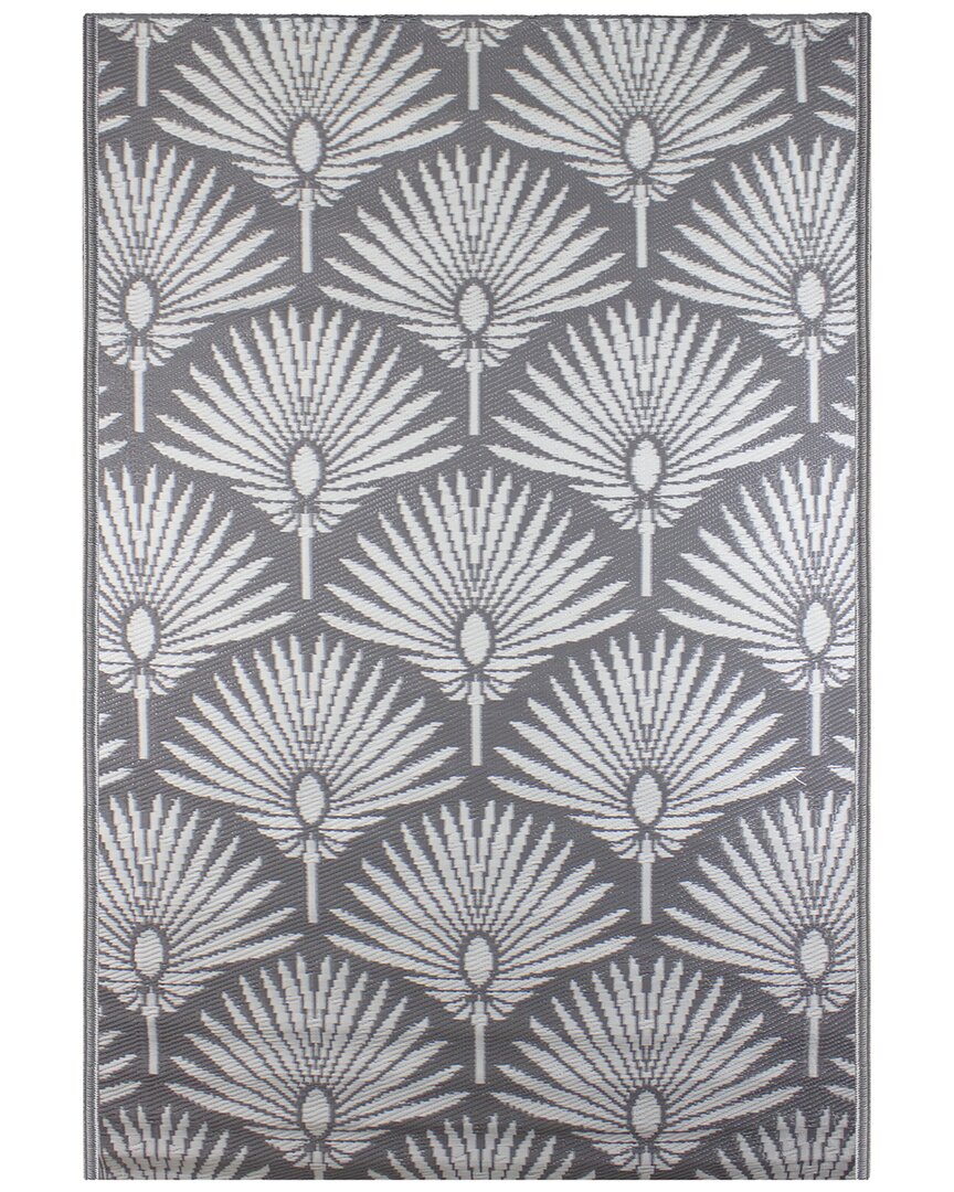 Northlight 4x6ft Fan Leaf Rectangular Outdoor Area Rug In Gray