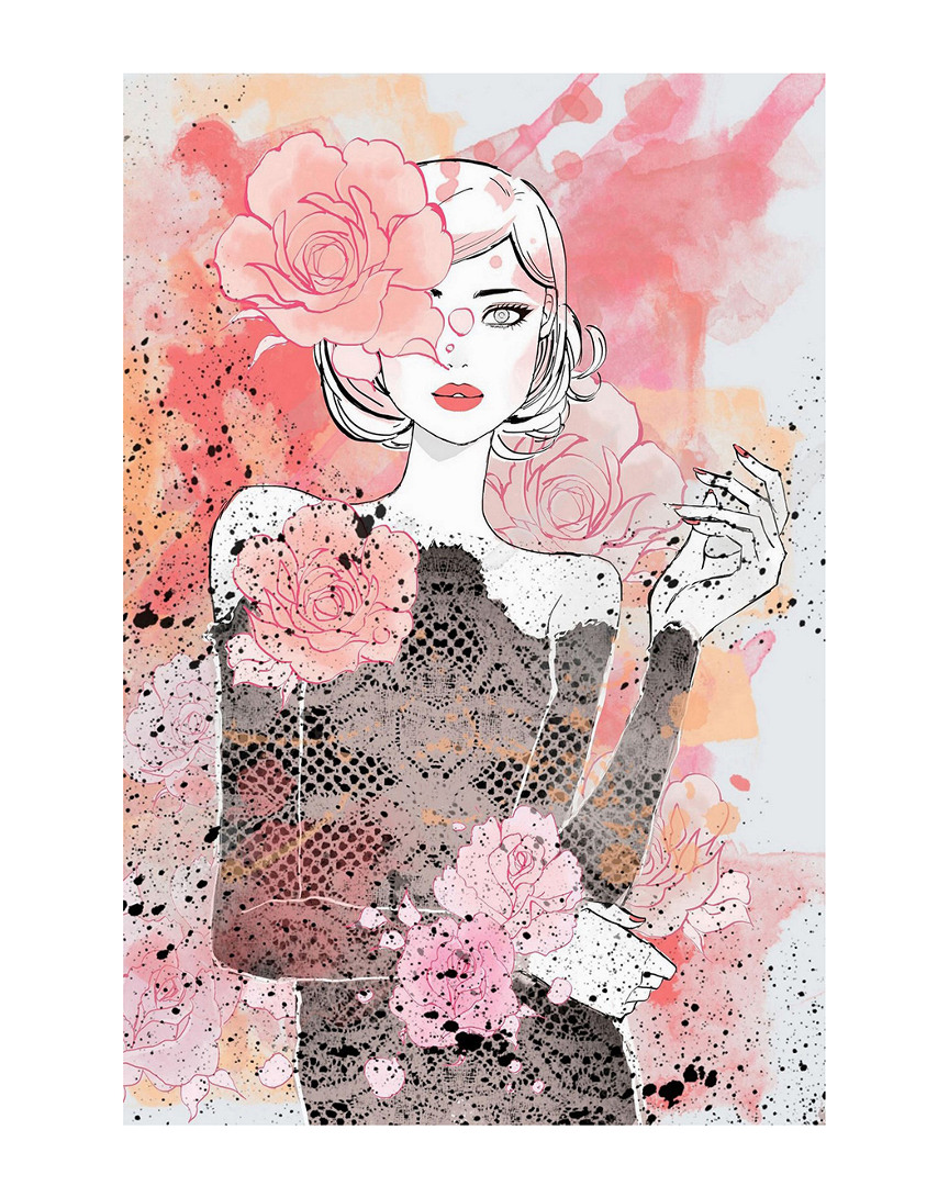 Marmont Hill Floral Girl Wrapped Canvas Print