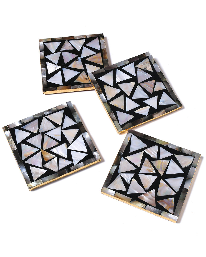 Shop Tiramisu Set Of 4 Mother Of Pearl Coasters In Black