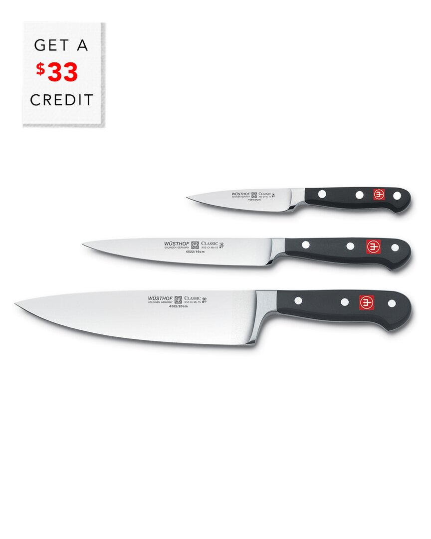 Wusthof 3pc Classic Chef's Set With $33 Credit In Black