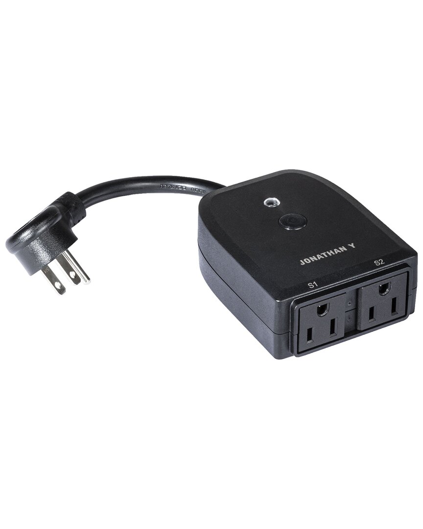 Jonathan Y Wifi Controlled Outdoor Dual Smart Plug In Black