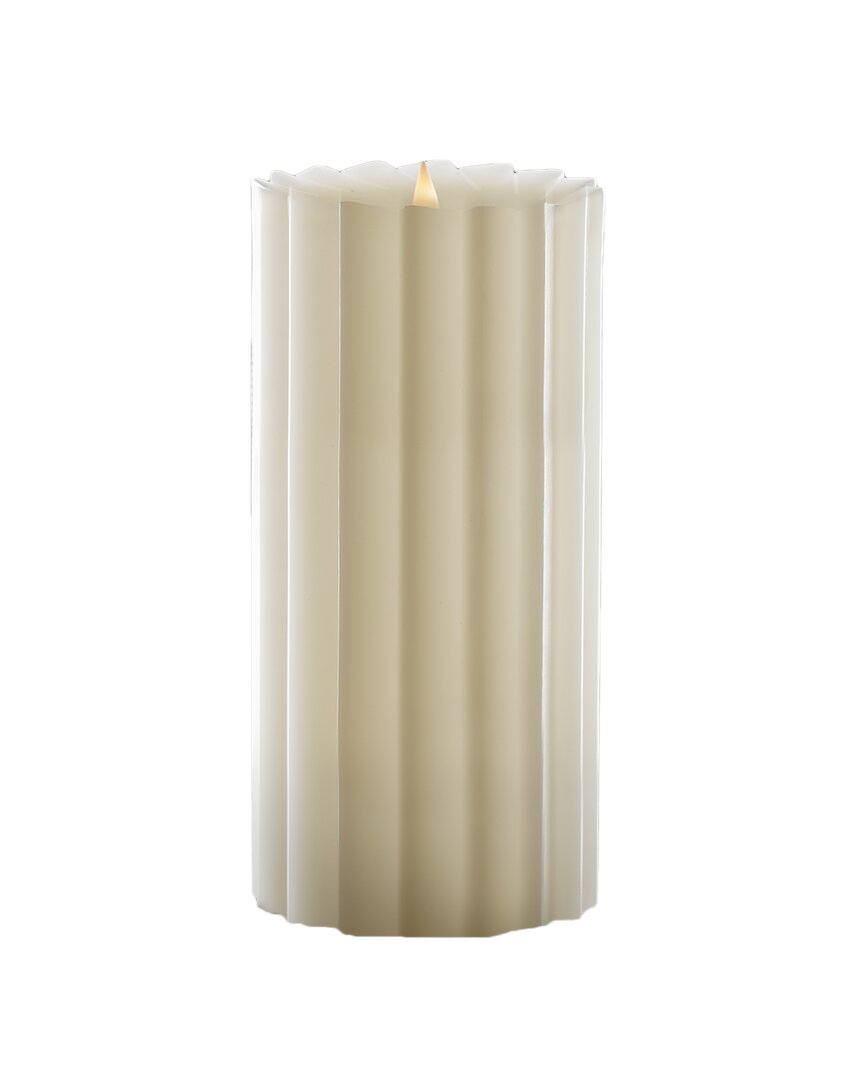 Seasonal Decor Sutton Fluted Motion Flameless Candle 5x7 In Ivory