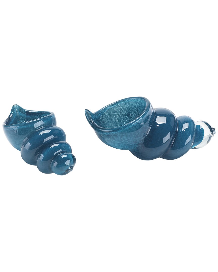Jamie Young Set Of 2 Ariel Shells In Blue