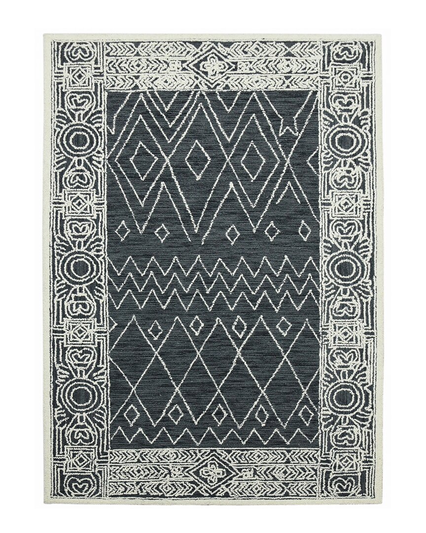 Ar Rugs Belmont Gene Transitional Hand-hooked Wool Rug In Charcoal