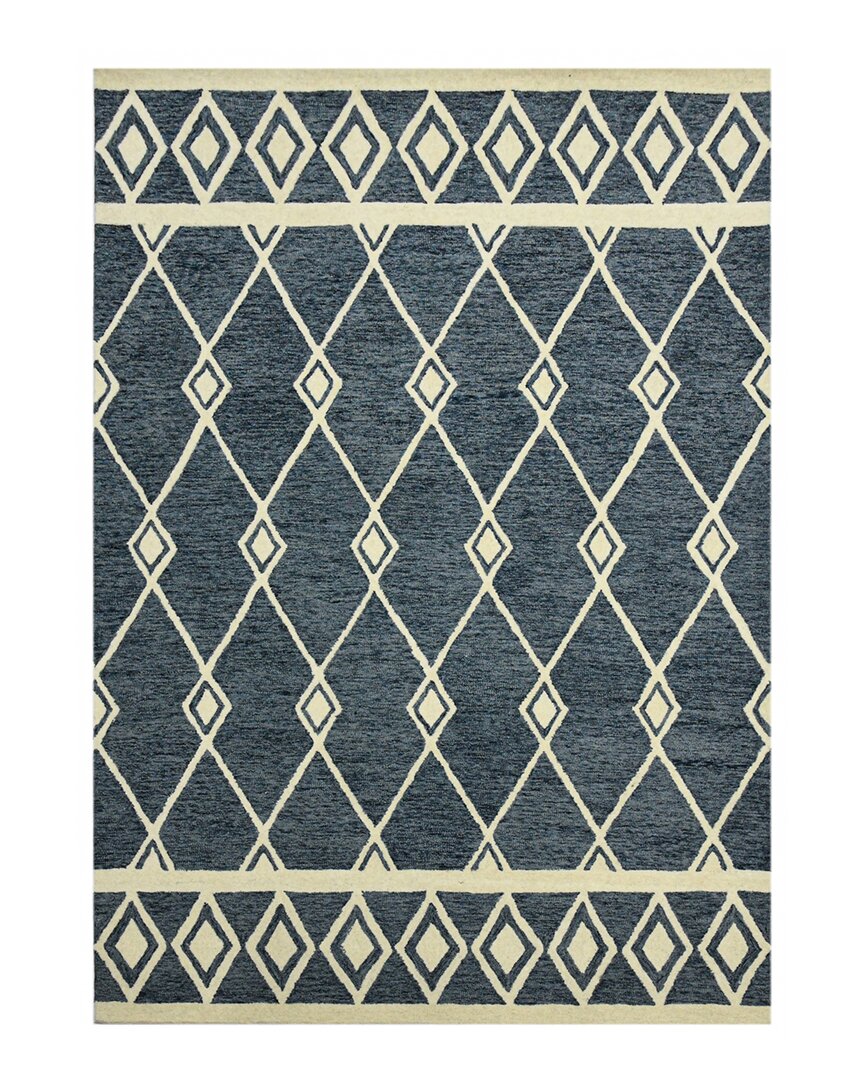 Ar Rugs Ridgewood Gilcrest Contemporary Hand-hooked Wool Rug In Navy