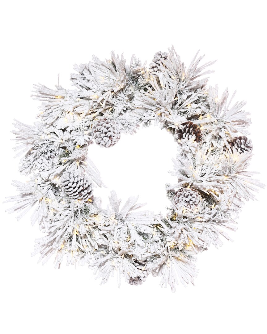 Vickerman 24in Flocked Atka Artificial Christmas Wreath