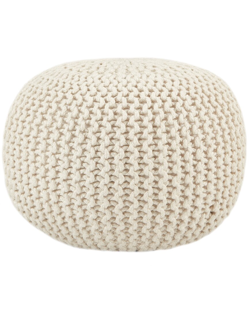 Vibe By Jaipur Living Asilah Indoor/outdoor Round Pouf In White