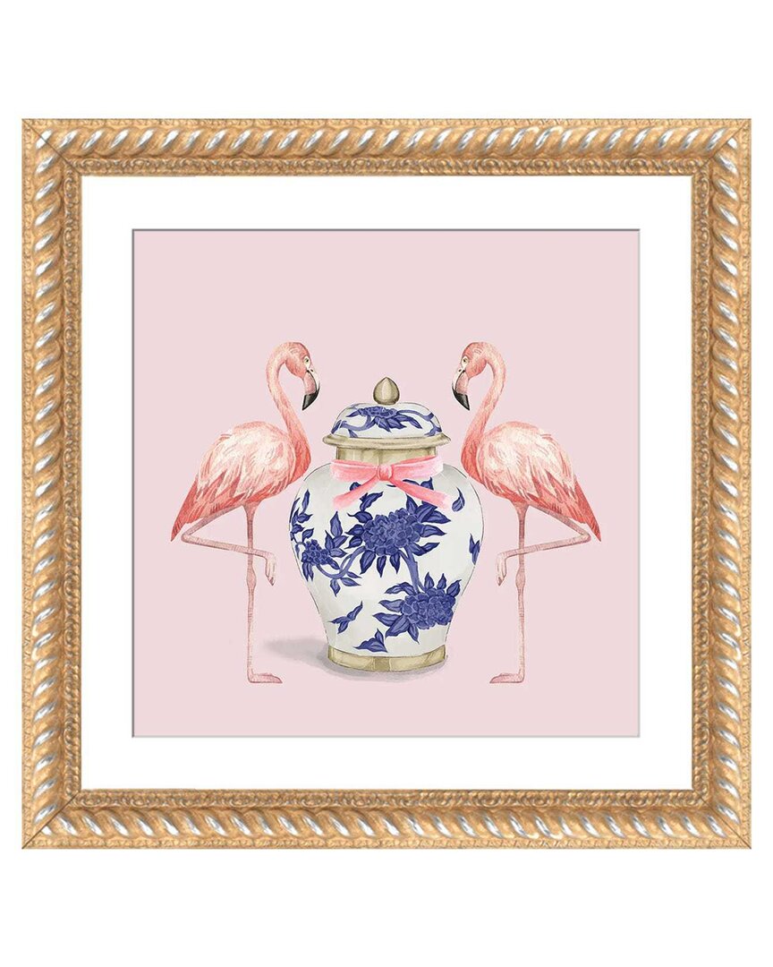 Icanvas Chinoiserie Flamingos On Pink With Ginger Jar By Green Orchid Boutique Wall Art