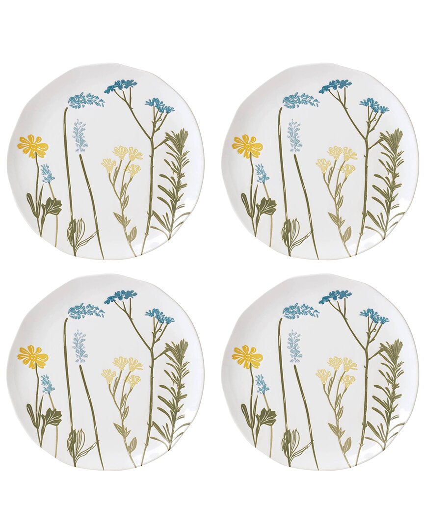 Lenox Set Of 4 Wildflowers Accent Plates In White