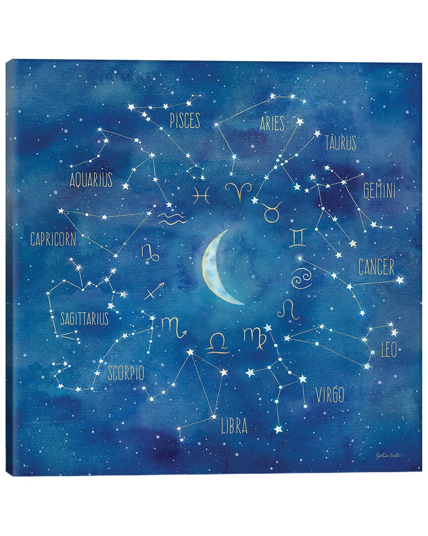 Icanvas Star Sign With Moon Square By Cynthia Coulter Wall Art