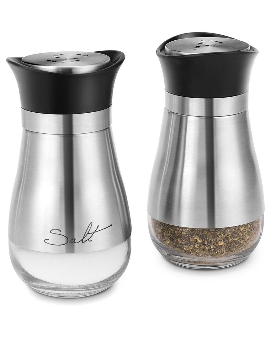 Circleware Cafe Contempo Silver And Glass 2 Pc Salt And Pepper
