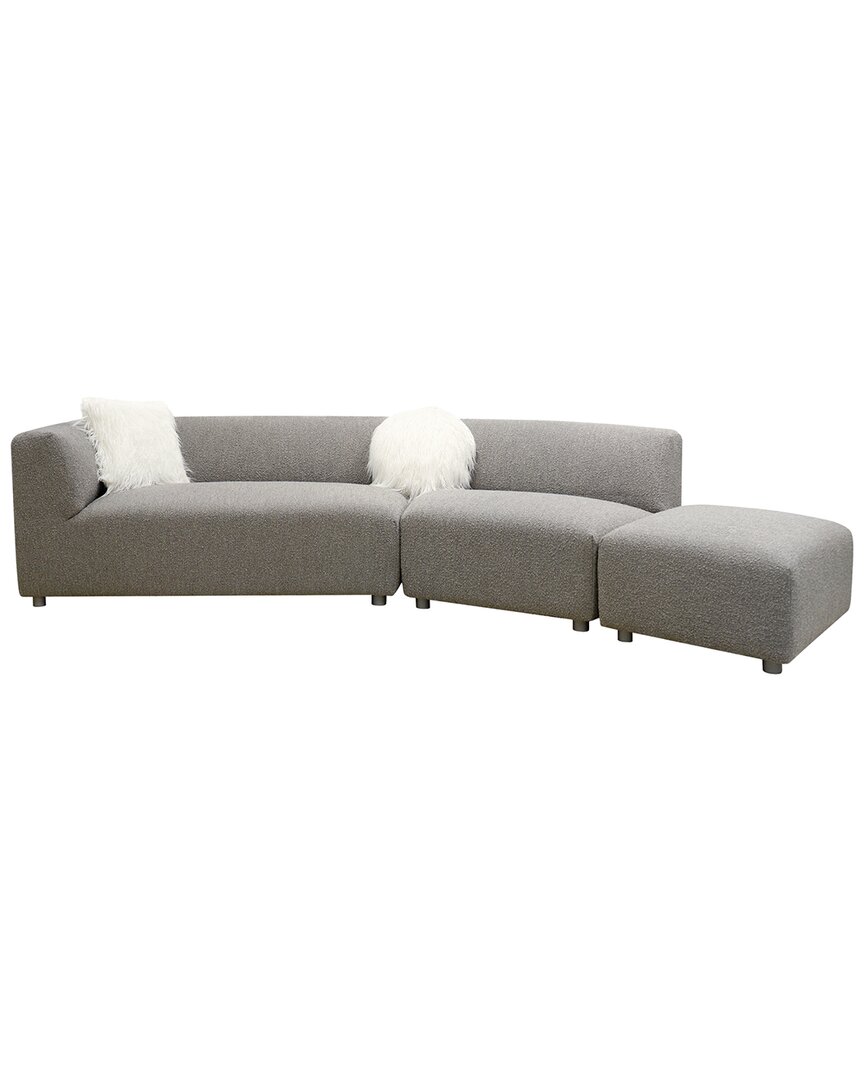 Pasargad Home Portfino Modern Sectional Sofa In Grey