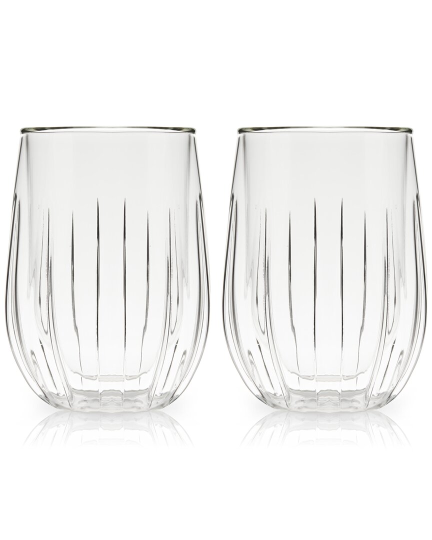 Viski Set Of 2 Double Walled Clear Wine Glasses