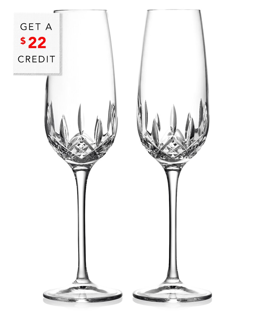 Waterford Set Of 2 Lismore Essence Flutes With $22 Credit