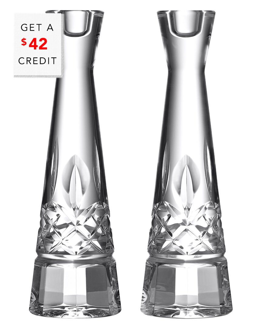 Waterford Set Of 2 Lismore 10in Round Candlesticks With $41 Credit