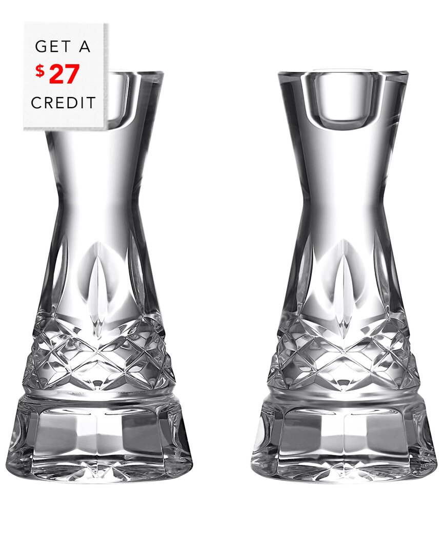 Waterford Set Of 2 Lismore Essence Candlesticks