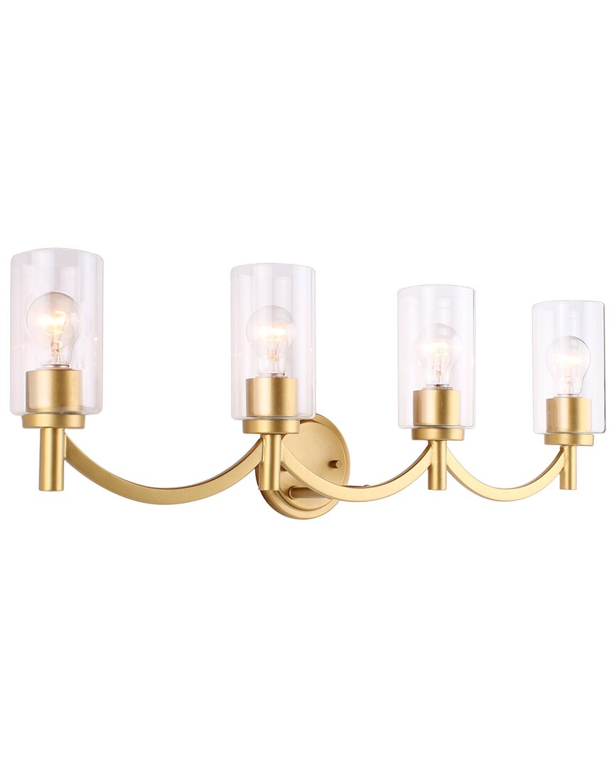 Eglo Devora 4 Light Bath/vanity Light With Antique Gold Finish & Clear Glass Shades