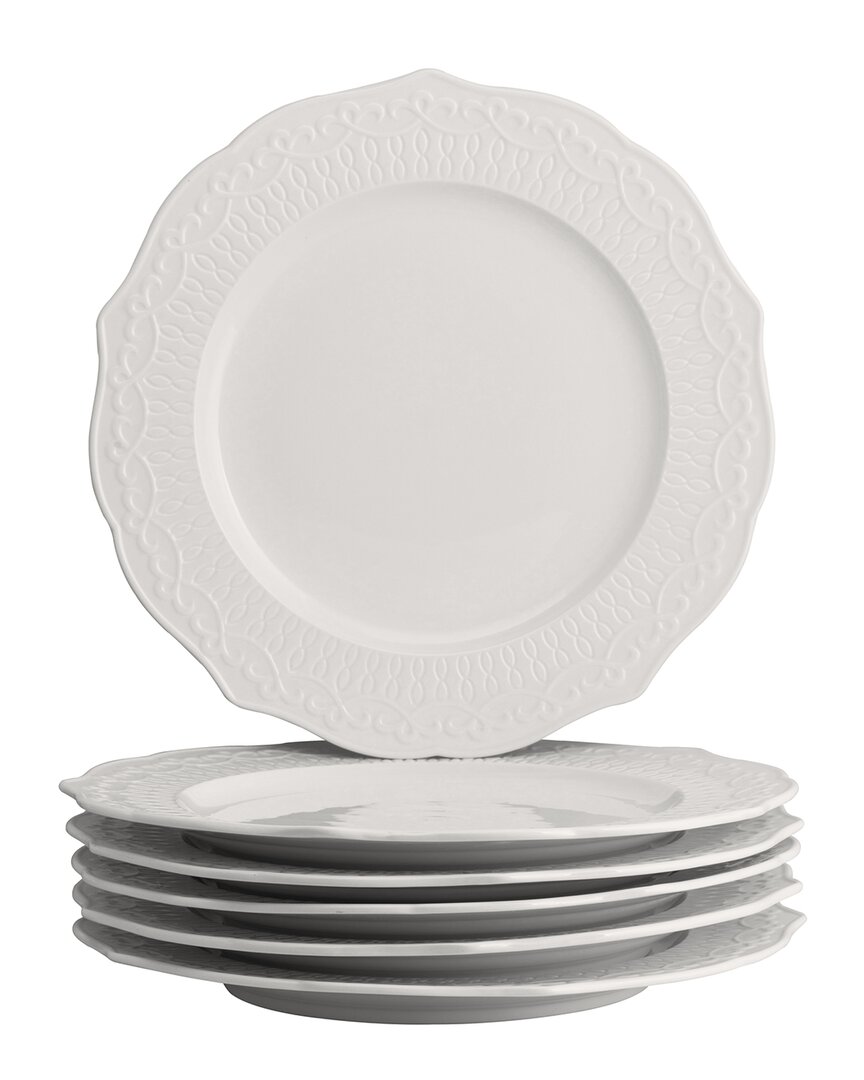 Ten Strawberry Street Set Of 6 Ever Dinner Plates In White