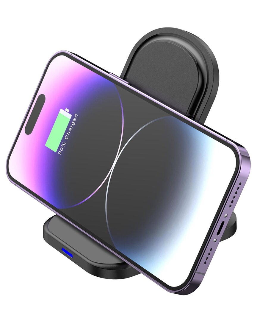 Ztech 2-in-1 Foldable Wireless Charger & Phone Holder In Black
