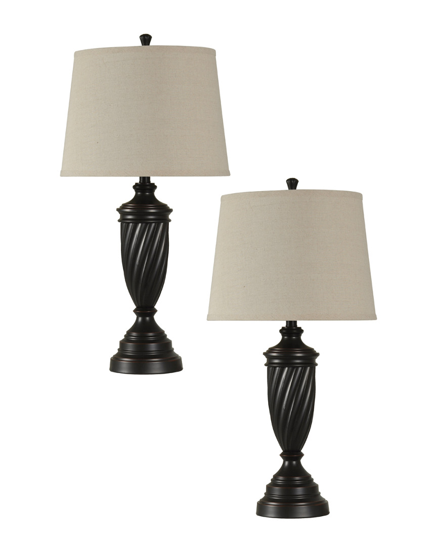 Stylecraft 30in Set Of 2 Oiled Bronze Metal Table Lamps
