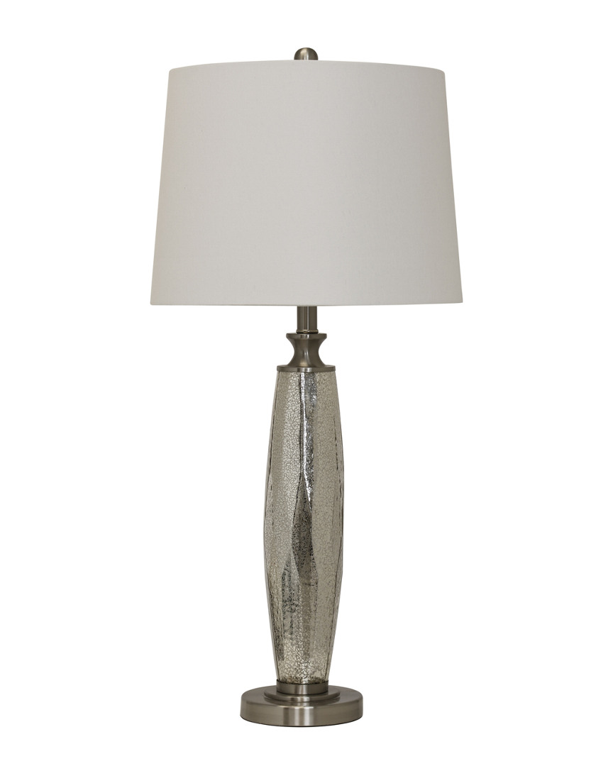 Stylecraft 32in Mercury Glass & Brushed Steel Base Table Lamp