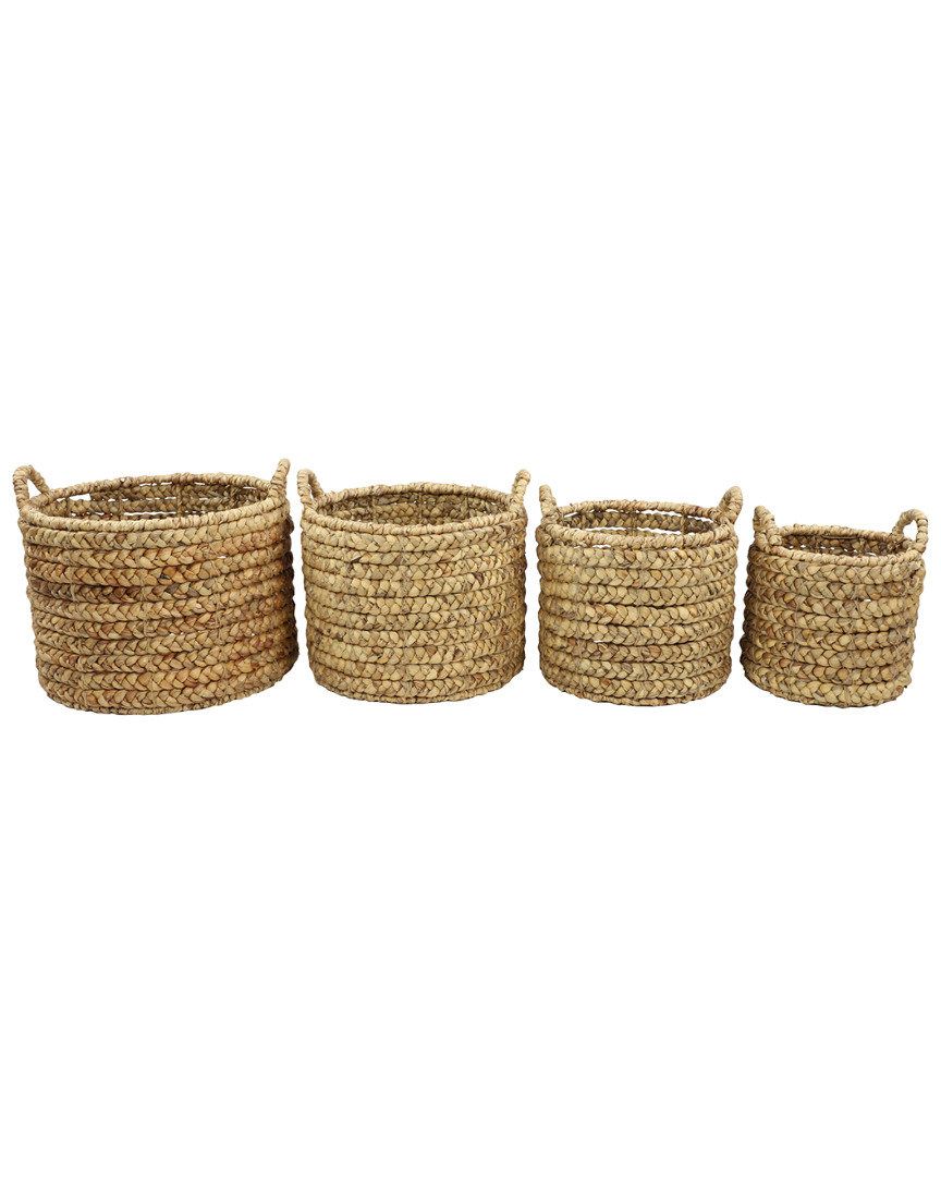 Peyton Lane Set Of 4 Round Natural Water Hyacinth Wicker Storage Baskets
