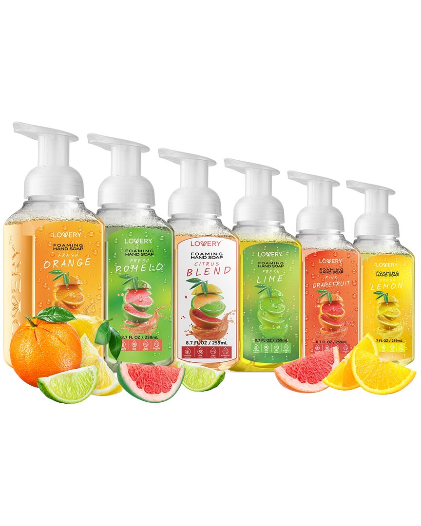 Lovery Set Of 6 Foaming Hand Soaps In Citrus Scents In Multi
