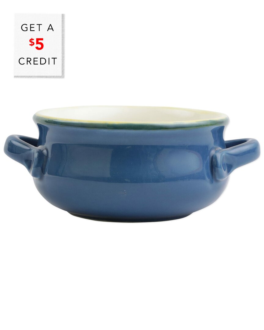 Vietri Italian Bakers Small Handled Round Baker With $4 Credit In Blue