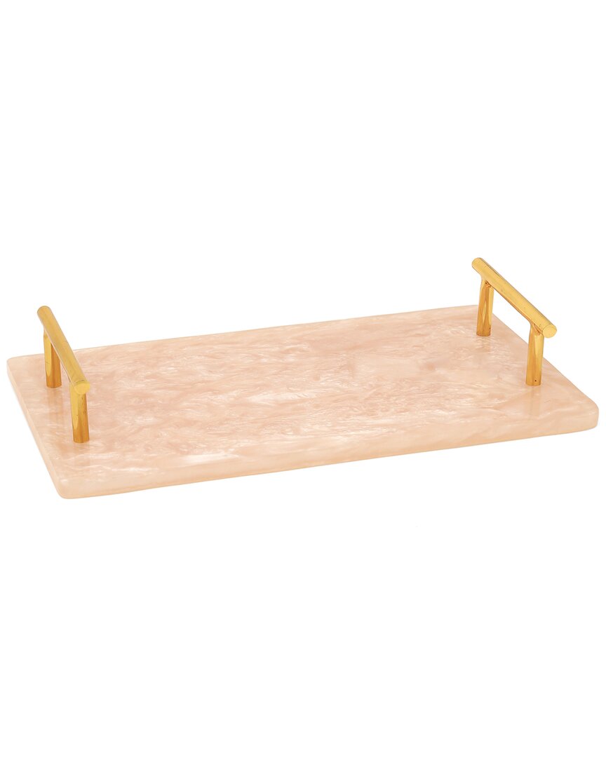 Tiramisu Ivory/pink Resin Serving Board With Handles