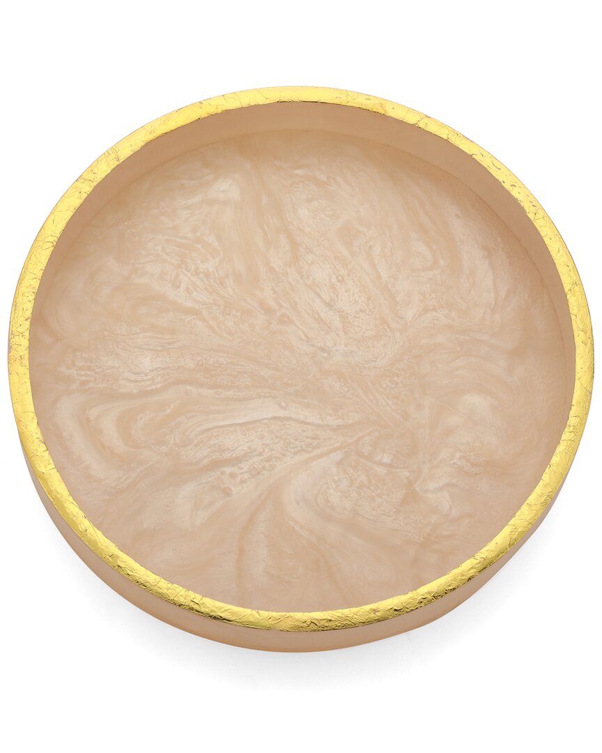 Tiramisu Ivory Resin Round Serving Tray