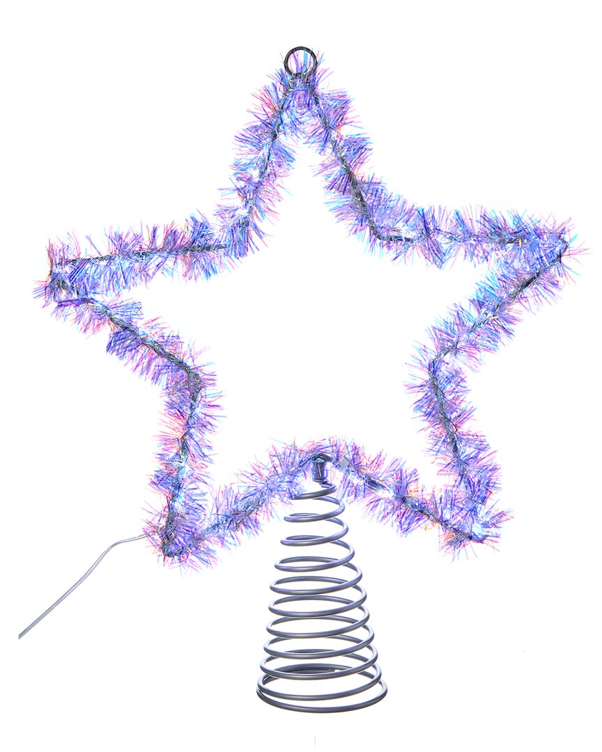 Kurt Adler 12in Tinsel Star Tree Top W/ Twinkle Led