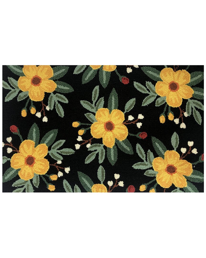 The Rug Market Harper Floral Indoor/outdoor Doormat In Black