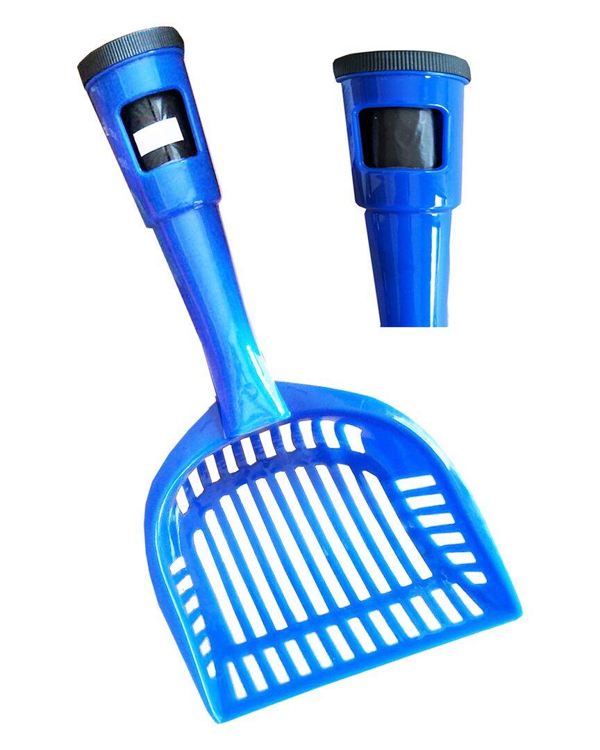 Pet Life Poopin-scoopin Dog And Cat Pooper Scooper Litter Shovel With Built-in Waste Bag Handle Holster In Blue