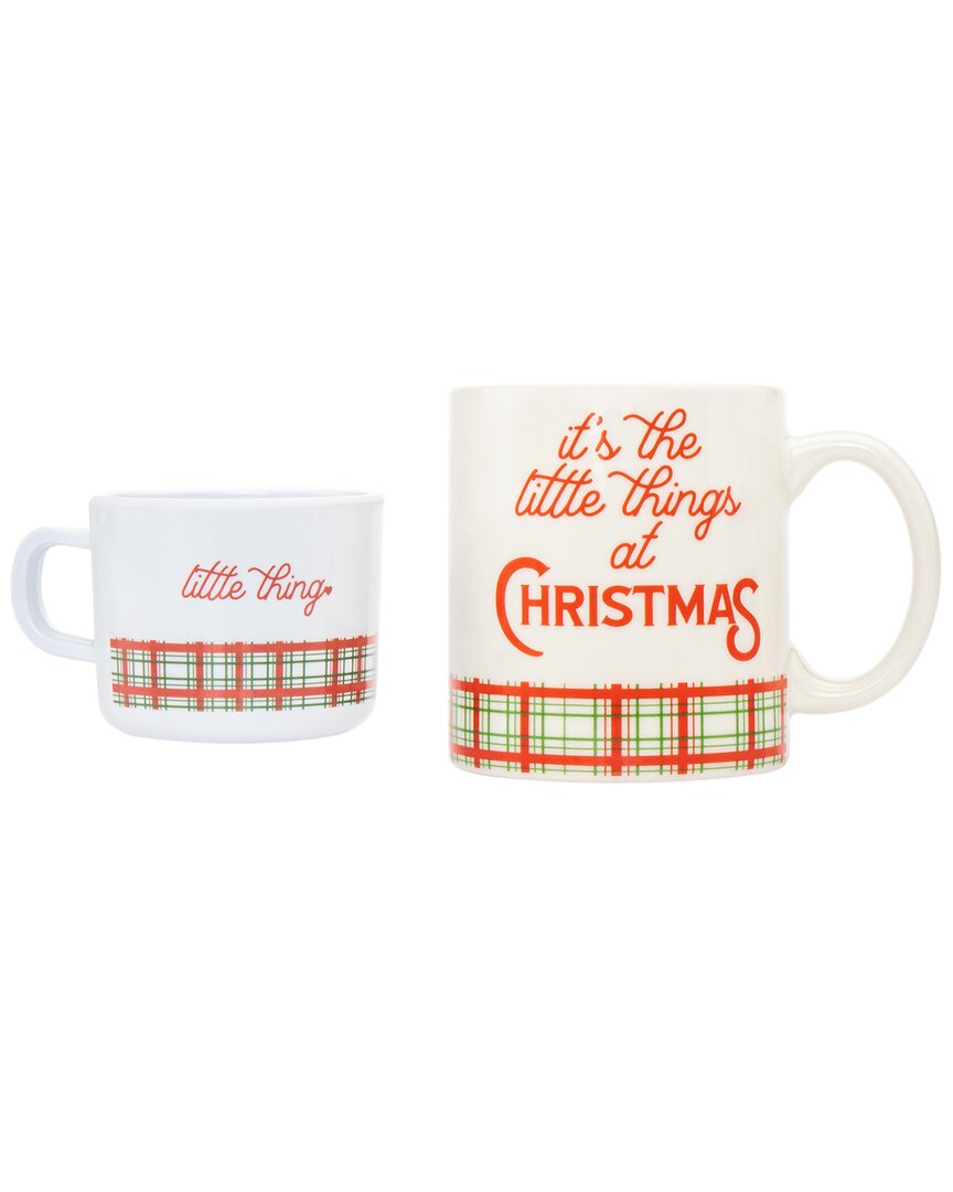 Godinger Christmas Little And Big Mug Set In White
