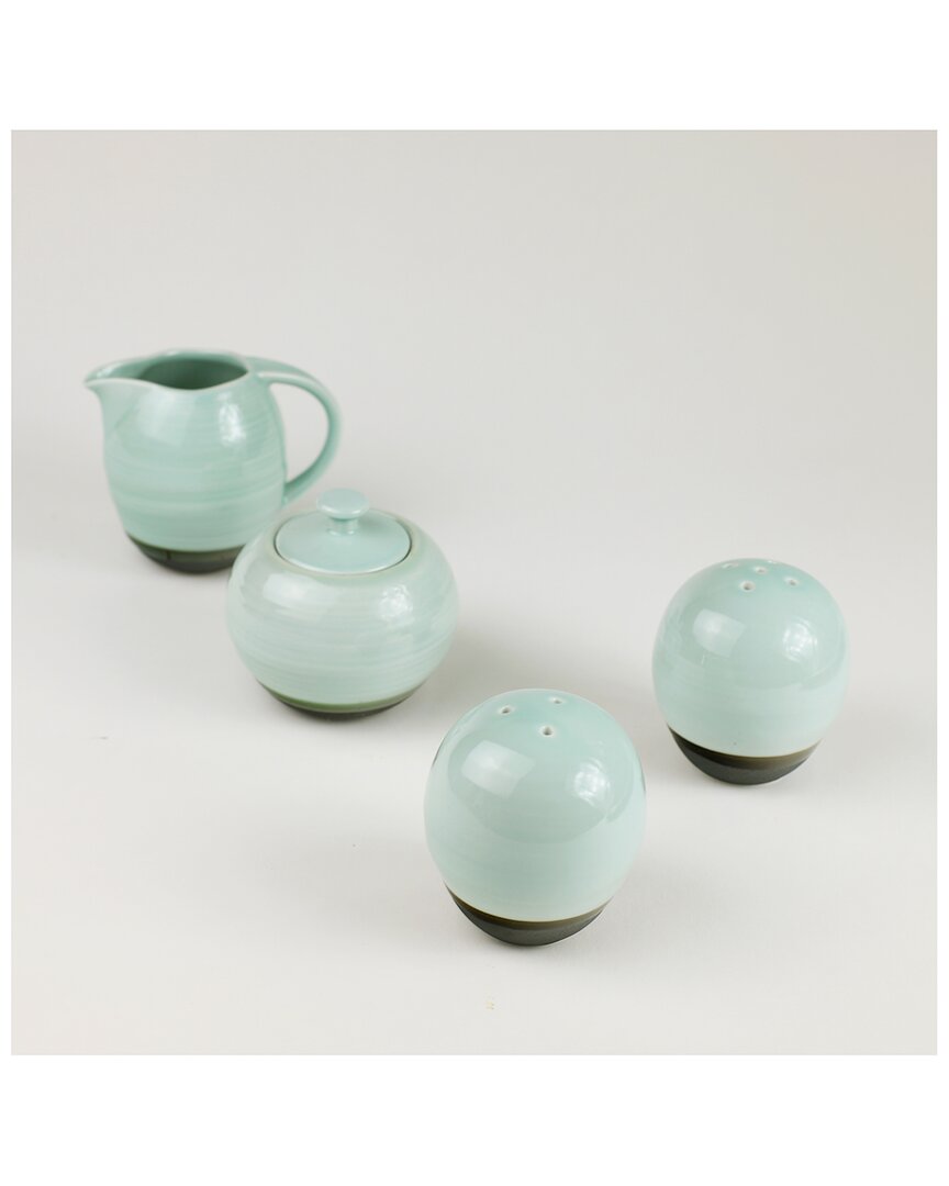 Euro Ceramica Diana 4pc Breakfast And Table Accessory Set In Turquoise