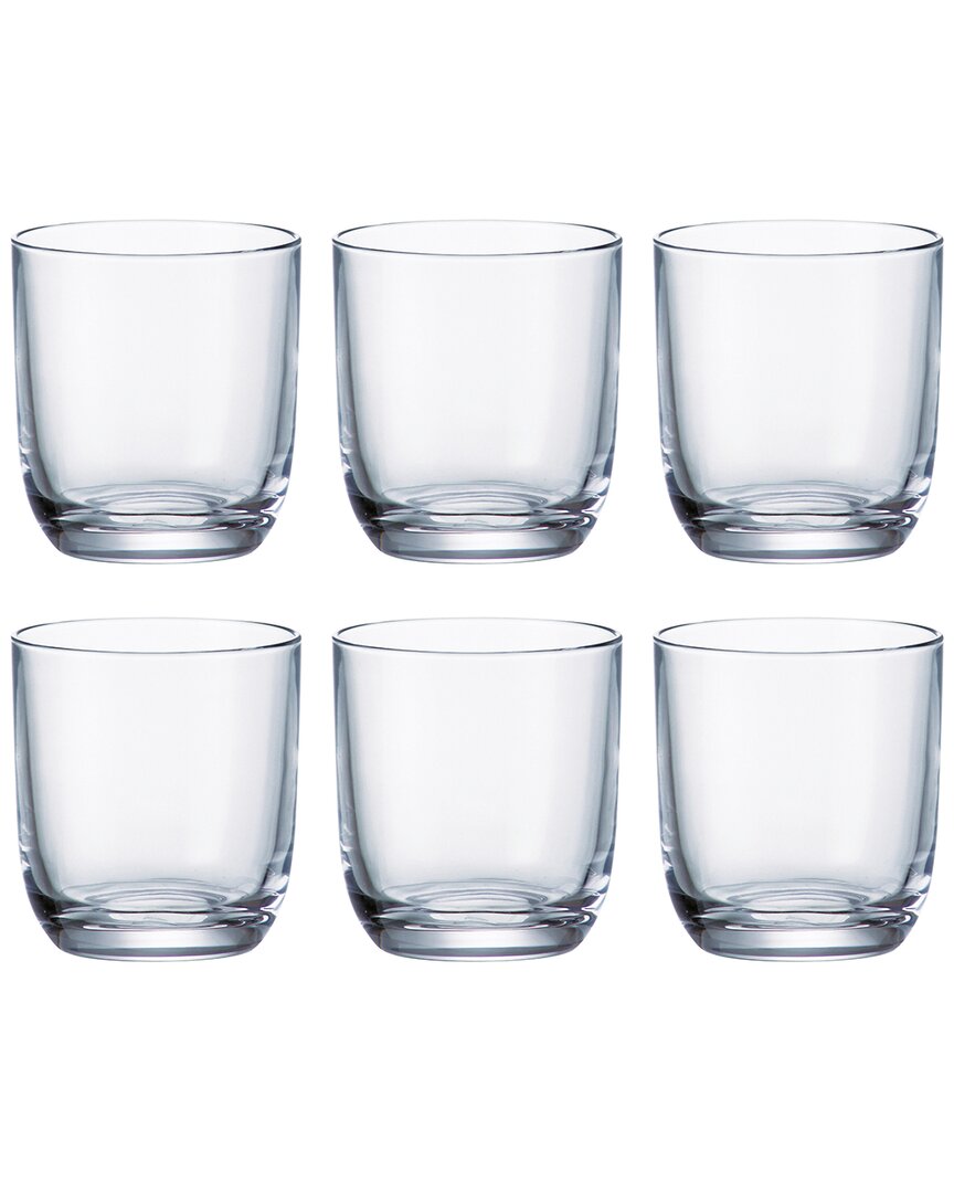 Barski Set Of 6 Crystal Double Old Fashioned Tumbler Glasses In Transparent