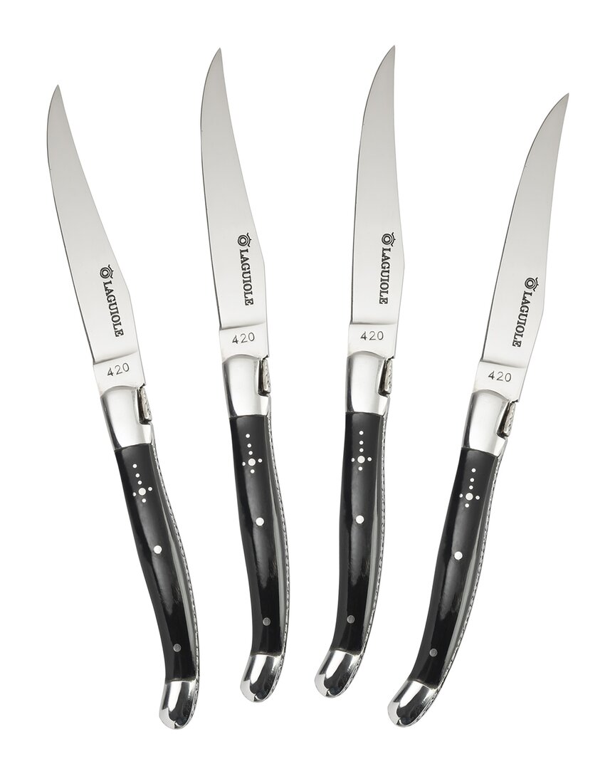 Au Nain Laguiole Steak Knives (set Of 4) In Black