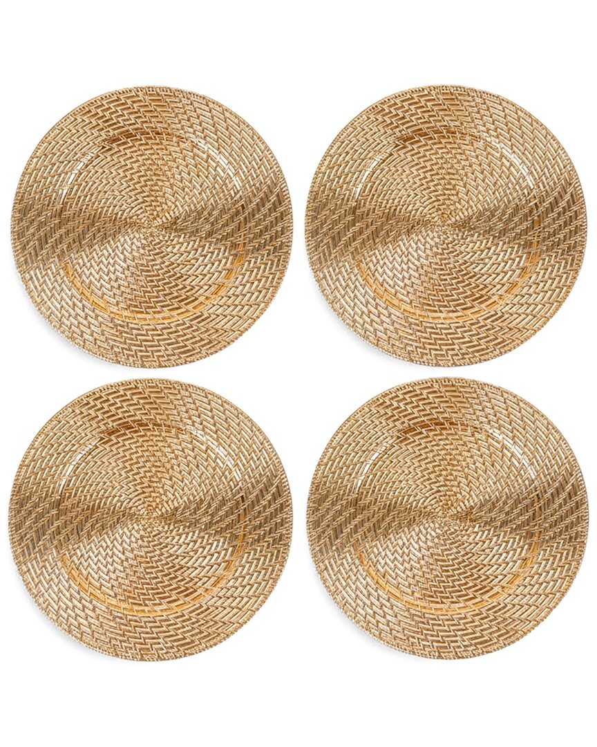 American Atelier Aurelie Plated Set Of 4 Charger Plates In Brown