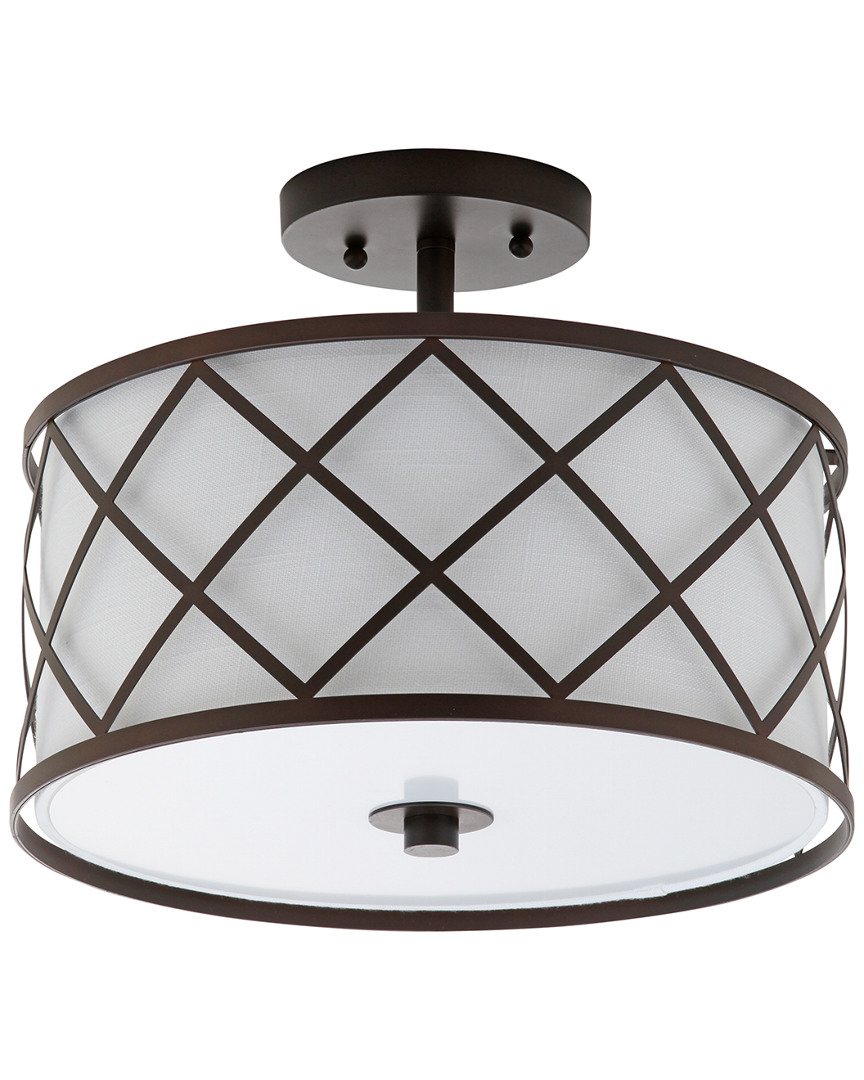 JONATHAN Y JONATHAN Y DESIGNS 2-LIGHT ELIZABETH BRONZE & WHITE FLUSH MOUNT